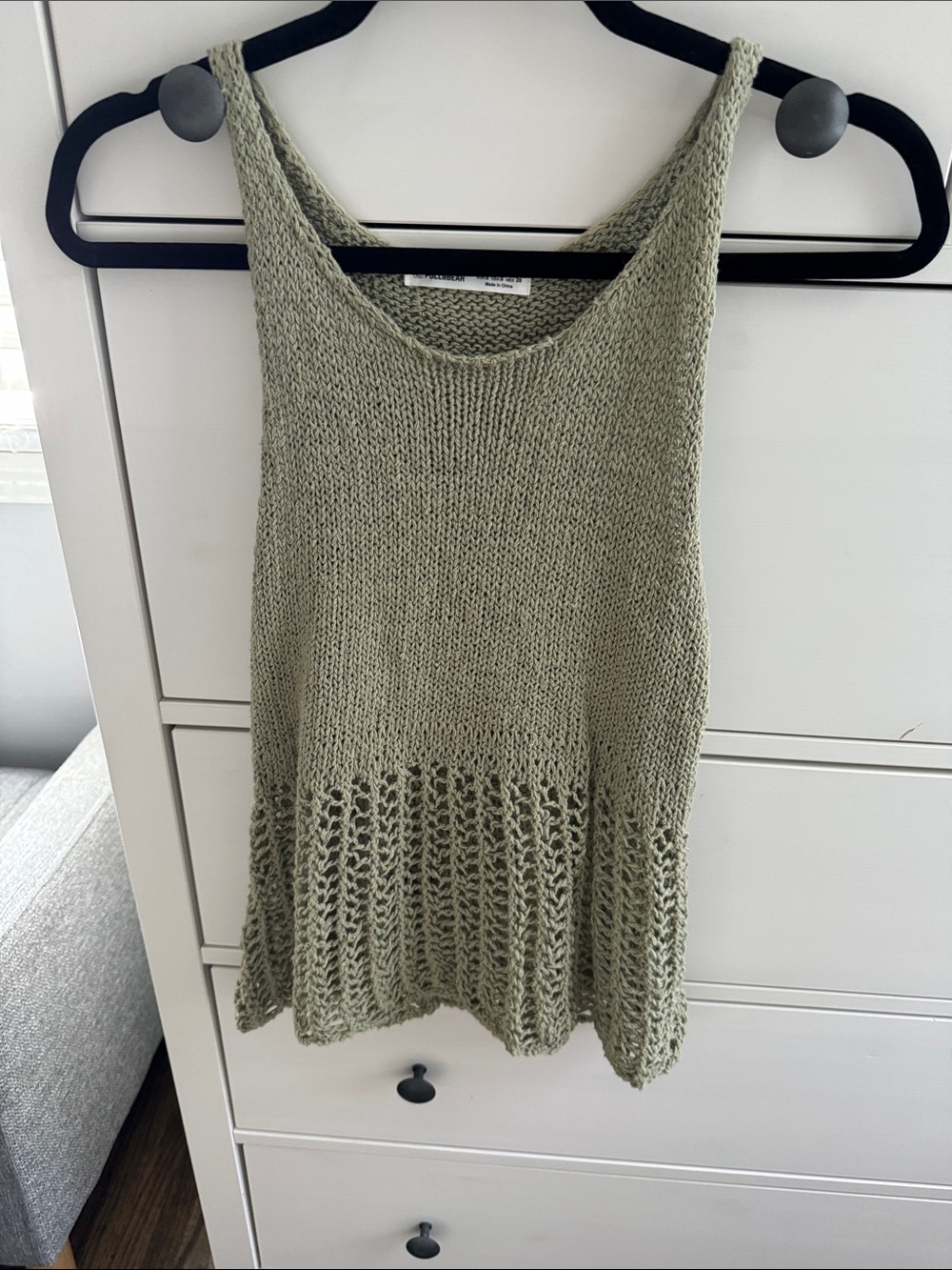 Pull&Bear Olive Knit Scoop Neck Tank